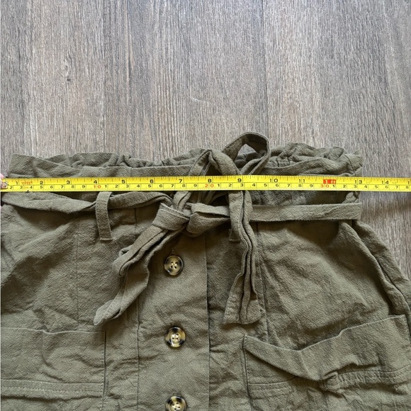 Olive Button-Front Women's Skirt - Picture 3 of 5